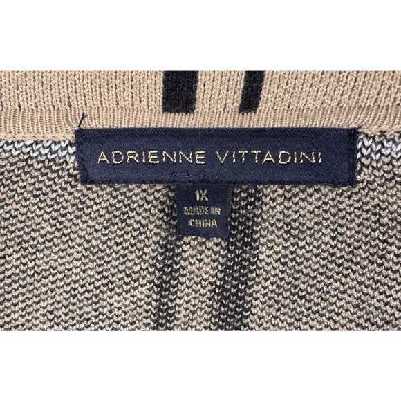 Adrienne Vittadini Women’s 1X‎ Open Cardigan Black Tan Pockets Fringe - Picture 4 of 10